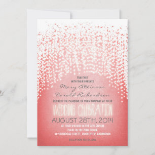 luces de cuerda rústicas invitaciones de boda rosa