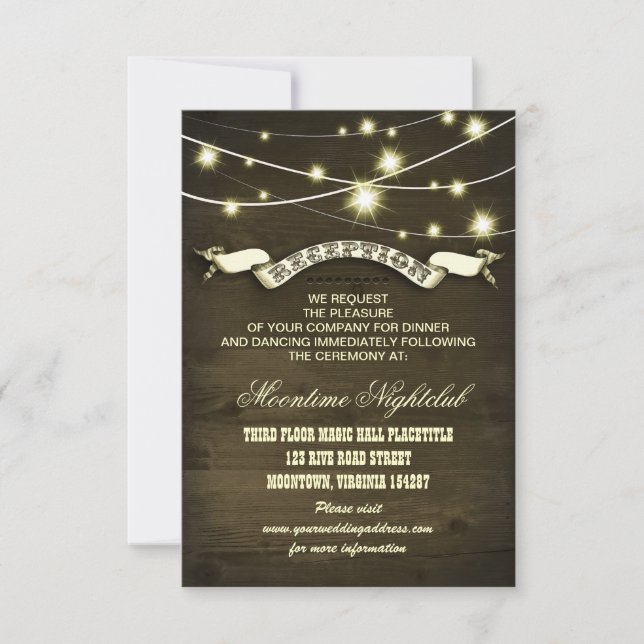 luces de cuerda tarjetas de recepción rústicas de  (Anverso)