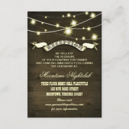 luces de cuerda tarjetas de recepción rústicas de 