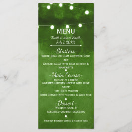 Luces de Cuerda Verdes Rústicas Menú de Boda Elega