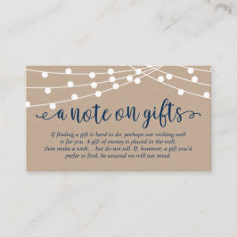 Luces de cuerdas de Kraft, Azul marino, Una nota s