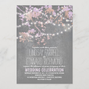 Luces de cuerdas invitaciones de boda lindas y ele