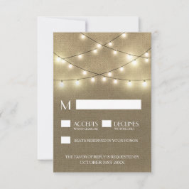Luces de cuerdas + Tarjetas RSVP de boda de Burlap