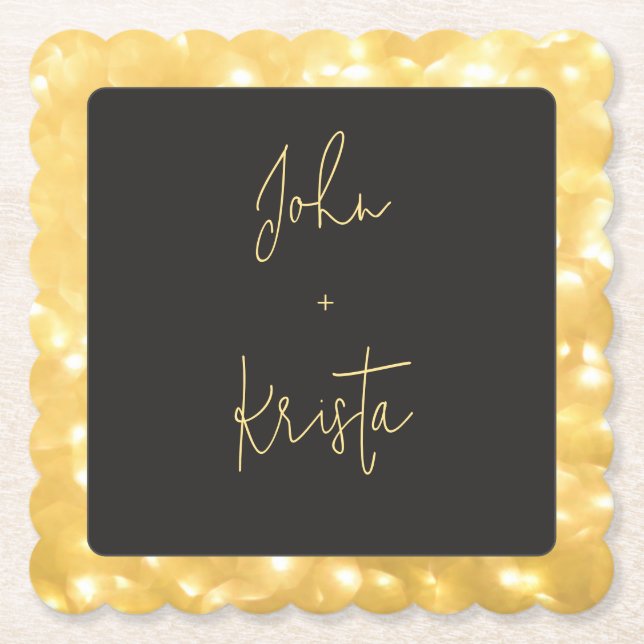 Luces de Hada Doradas Posavasos de Papel (Anverso)