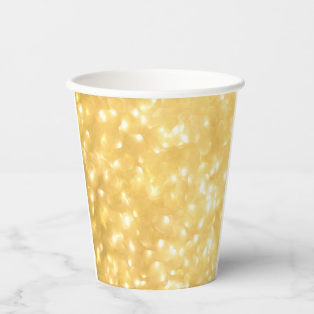 Luces de hada doradas vaso de papel (Anverso)