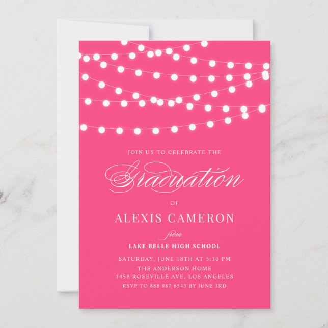 Luces de hadas blancas | Invitación de graduación  (Anverso)