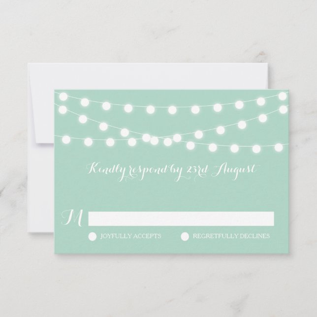 Luces de hadas blancas | Tarjeta RSVP de Boda de C (Anverso)