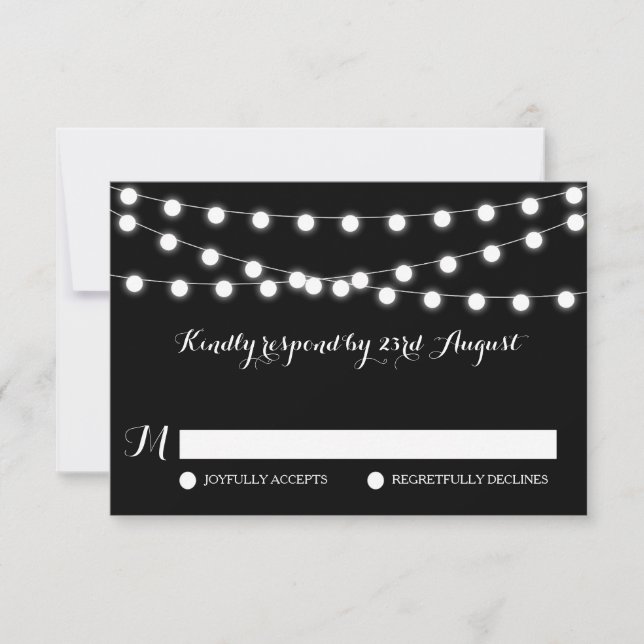 Luces de hadas blancas | Tarjeta RSVP de la boda n (Anverso)