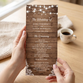 Luces de hadas de madera rústica Programa de boda
