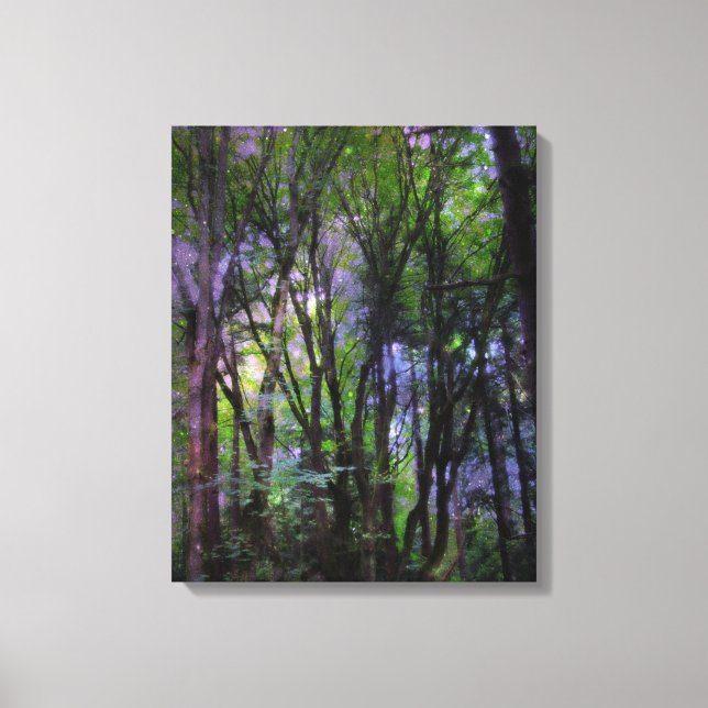 Luces de hadas Surreal Bosque de lienzo envuelto (Anverso)