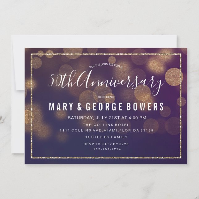 Luces de Invitación para Aniversario de Boda - CUA (Anverso)