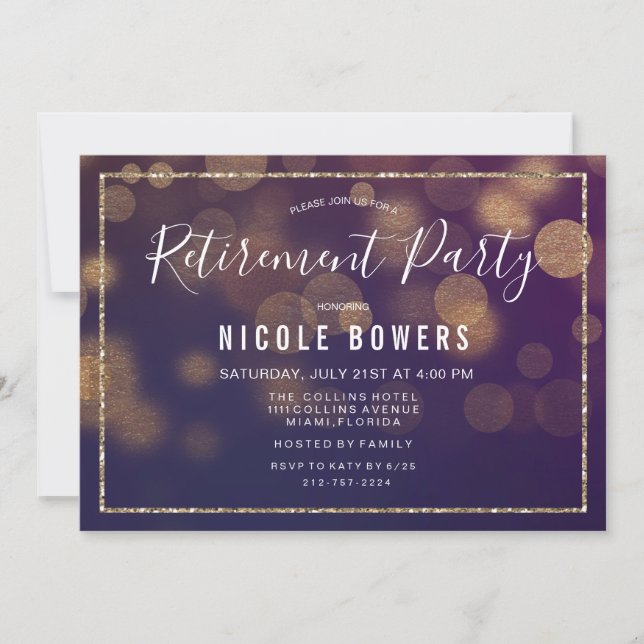Luces de Invitación para Fiesta de Jubilación (Anverso)