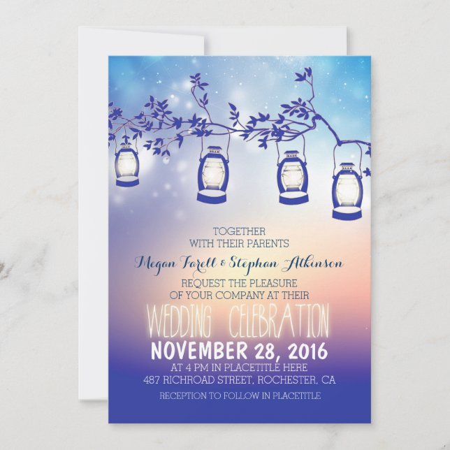 luces de jardín rústicas - invitación a la boda co (Anverso)