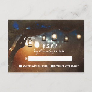luces de jardín rústicas tarjetas RSVP de boda al 
