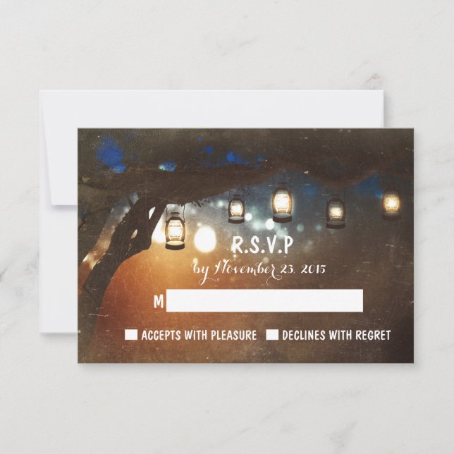 luces de jardín rústicas tarjetas RSVP de boda al  (Anverso)