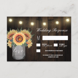 Luces de Mason Jar y tarjetas RSVP de boda de gira