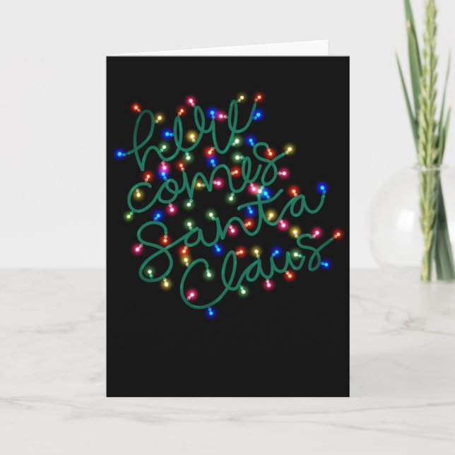 Luces de navidad Aquí viene la tarjeta de vacacion (Anverso)
