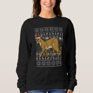 Luces de Navidad con Jersey Feo Santa Cougar Crist