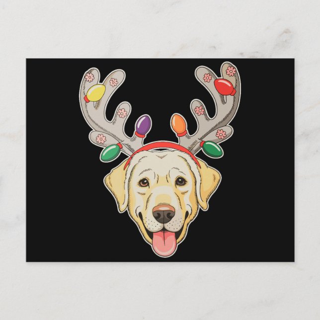 Luces de Navidad Cuerno de Reno Perro Labrador (Anverso)