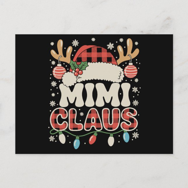 Luces de Navidad de Cuadro Escocés Rojo Mimi Claus (Anverso)