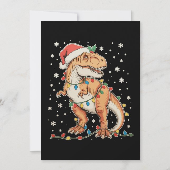 Luces de Navidad de Dinosaurio T Rex Dino Navideña (Anverso)
