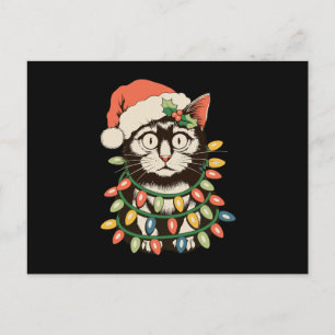 Luces de Navidad de Gato Negro Retro Divertido San