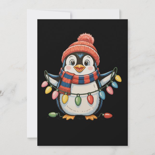 Luces de Navidad de Pingüino Gorro de Santa Fiesta (Anverso)