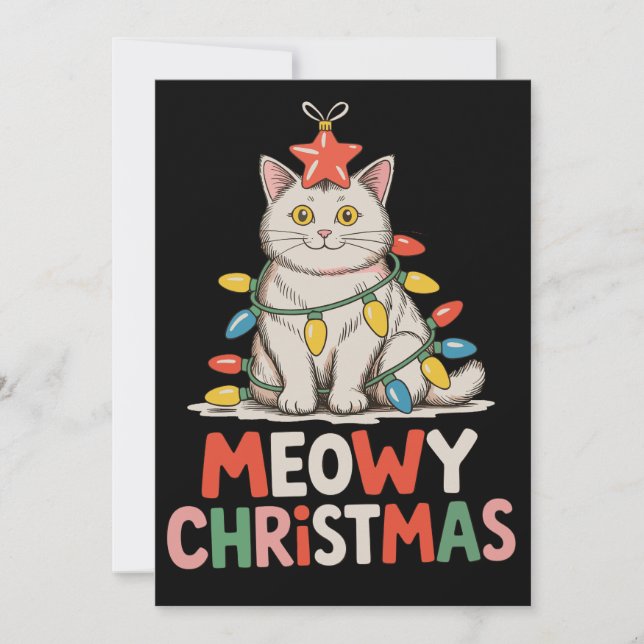 Luces de Navidad divertidas y lindas de gato Meowy (Anverso)