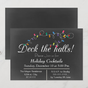 Luces de Navidad en Pizarra Invitaciones de fiesta