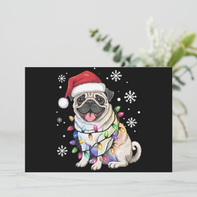 Luces de Navidad Pug de Santa Regalo de Navidad Pe (Anverso de pie)