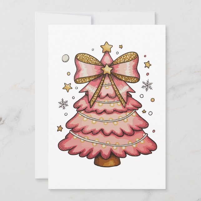 Luces de Navidad Rosadas Árbol Coquette Lazo Acuar (Anverso)