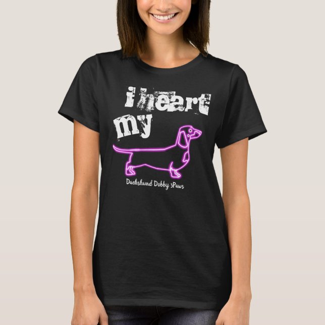 Luces de neón de la camiseta del Dachshund (Anverso)