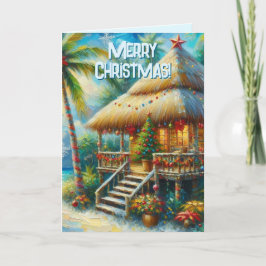 Luces de palmera de Navidad en la playa de Tropica