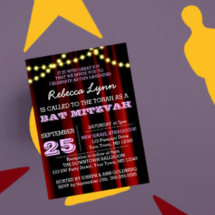 Luces de película Invitación a Lilac Bat Mitzvah