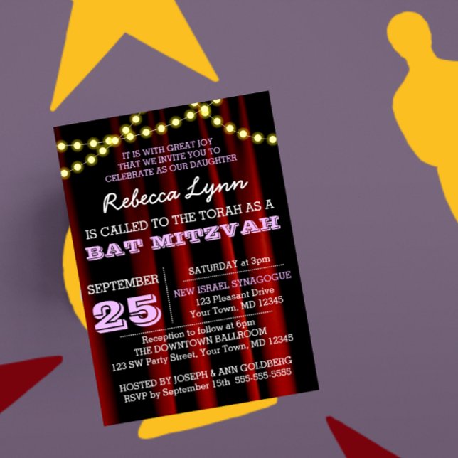 Luces de película Invitación a Lilac Bat Mitzvah (Subido por el creador)