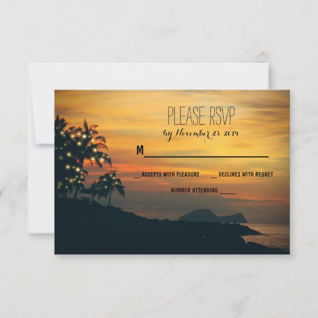 luces de trineo palmas de la playa boda tarjetas R (Anverso)