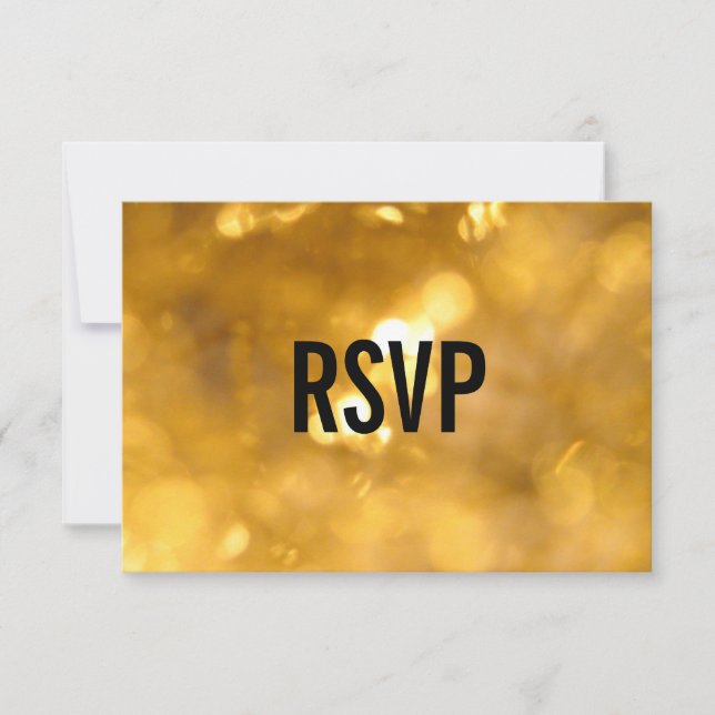 Luces doradas - Tarjetas de RSVP (Anverso)