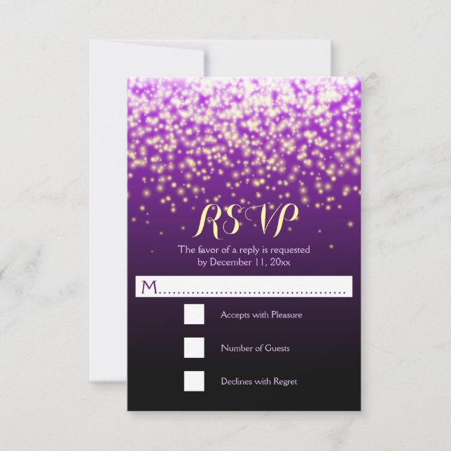 Luces esparcen la boda púrpura RSVP (Anverso)