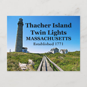 Luces gemelas de la isla Thacher, postal de Massac