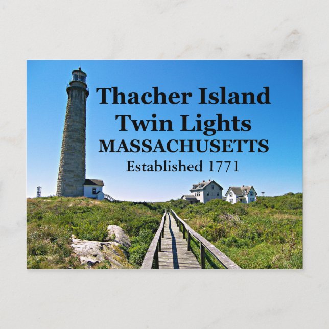 Luces gemelas de la isla Thacher, postal de Massac (Anverso)