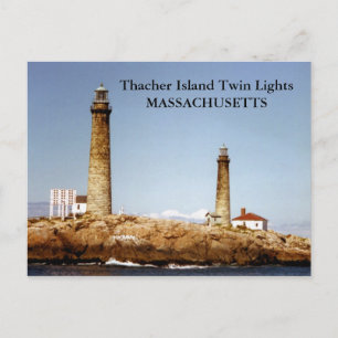 Luces gemelas de la isla Thacher, postal de Massac