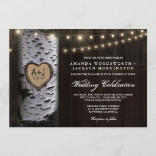Luces + Invitaciones de matrimonio de árbol de ave