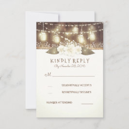 Luces Mason Jars Rustic Wood Barn Wedn RSVP