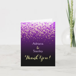 Luces moradas brillantes de boda Agradecimiento