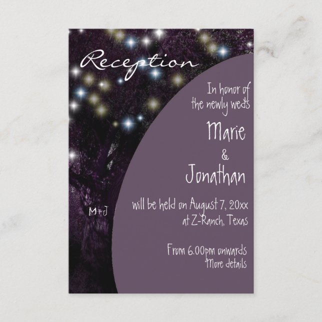 Luces nocturnas de roble Recepción de bodas (Anverso)