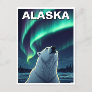 Luces nórdicas del oso polar Postal de Alaska