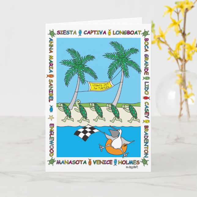 Luces para tortugas - Tarjeta en blanco (flor amarilla)