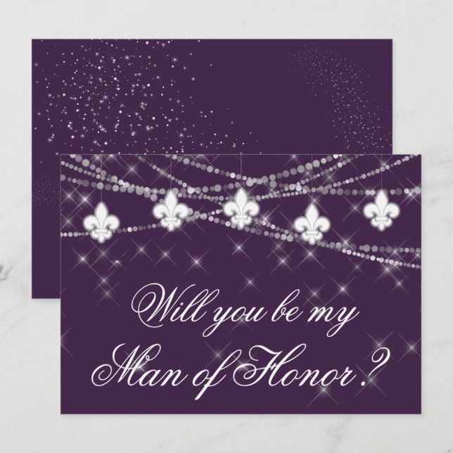 Luces púrpura de Fleur de Lis | Ser mi novia pregu (Anverso / Reverso)