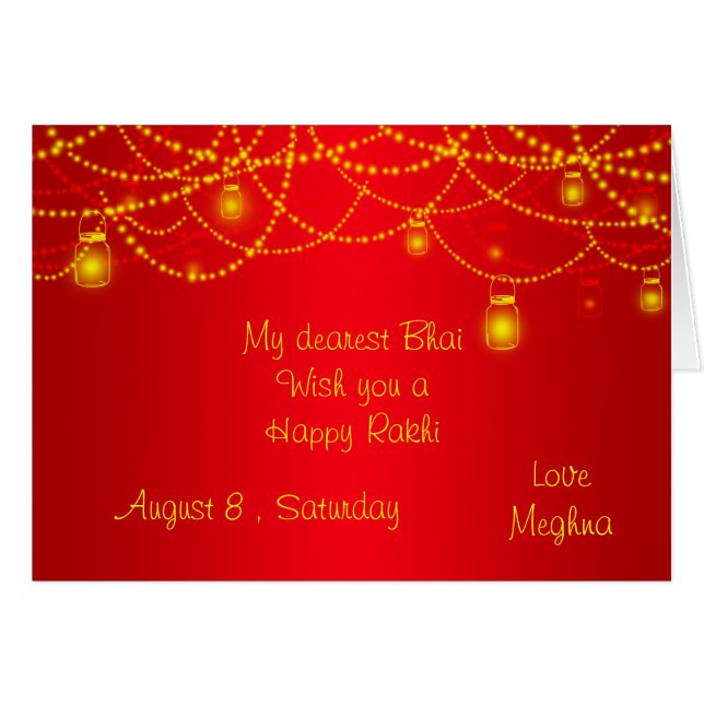 Luces rojas elegantes Rakhi de las linternas (Anverso (Horizontal))