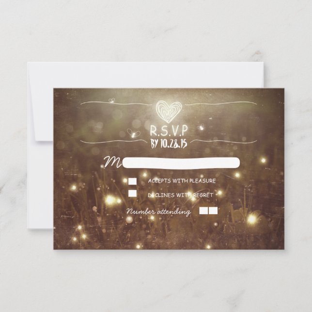 Luces románticas luces rústicas boda RSVP (Anverso)